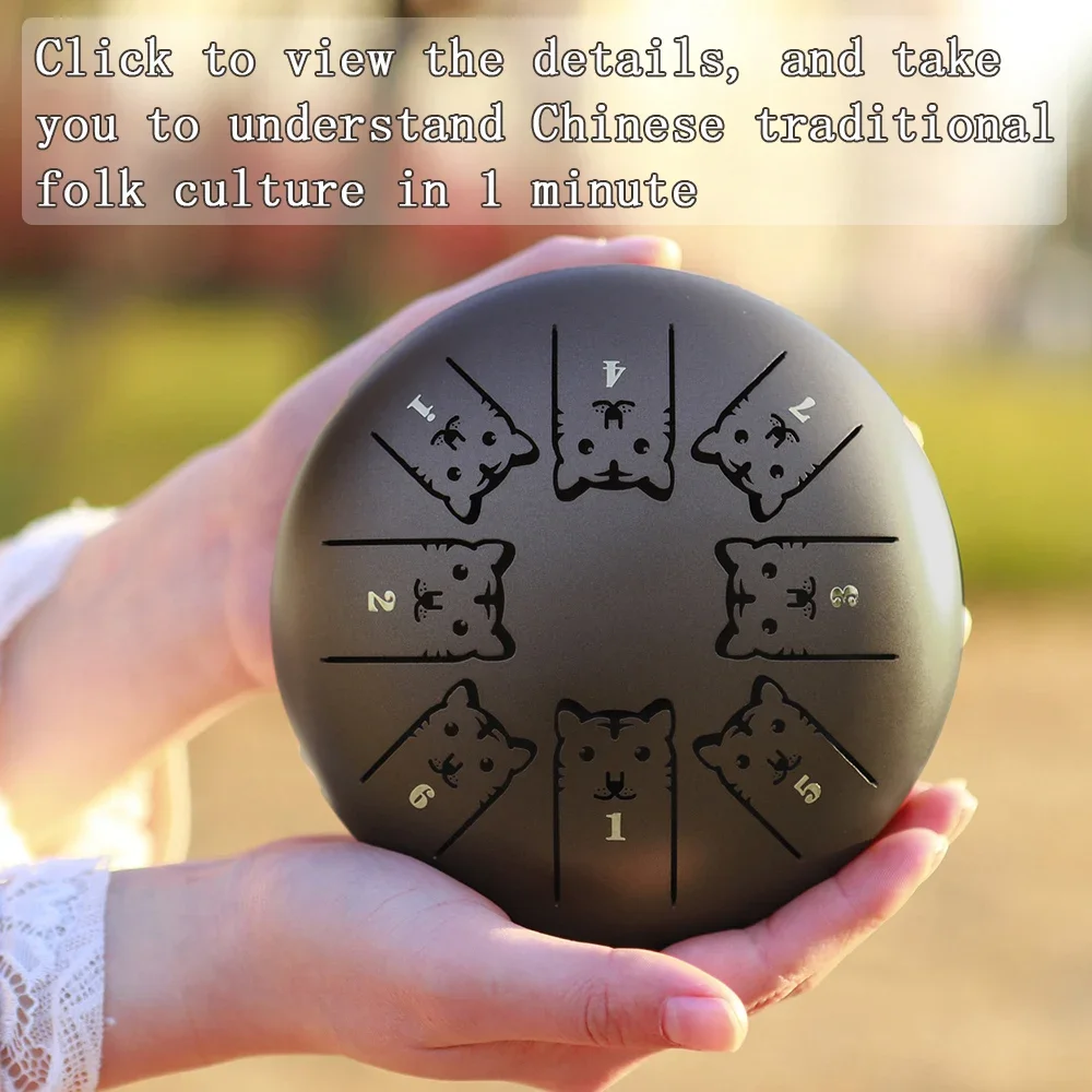 SLADE 5.5 بوصة الصلب اللسان طبل 8 لهجة Handpan طبل قرع أداة اليوغا التأمل علامات زودياك هدية عيد ميلاد