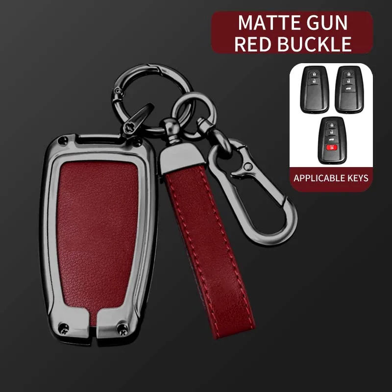 

Metal Leather Car Key Case Cover Protection For Toyota Prius Camry Corolla CHR C-HR RAV4 Land Cruiser Prado Keychain Accessories