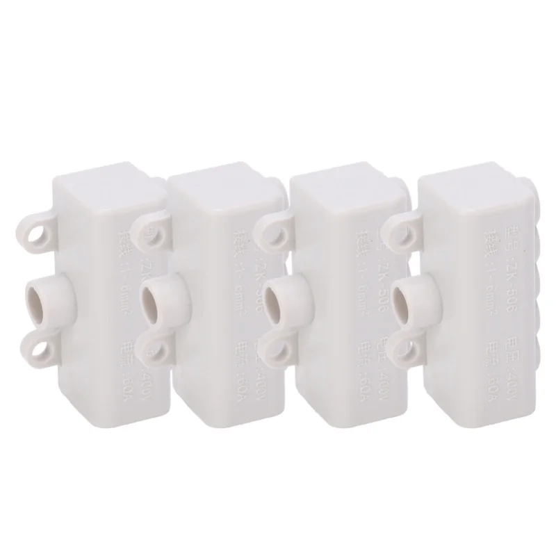4Pcs HighPower Main Splitter TShape Wiring Terminal Block Industrial Connector 400V 60A(1-In 4-Out(ZK-506) )