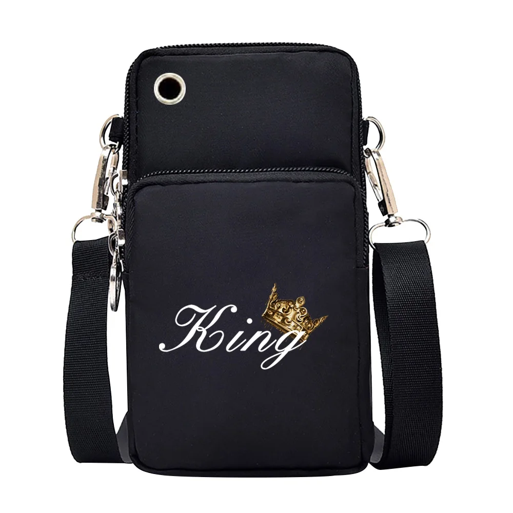 Shoulder Bags Unisex Waterproof Mobile Phone Bags Universal for Samsung/xiaomi/iphone Shoulder Bags King Printing CrossBody Bag