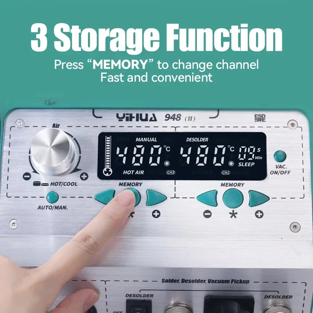 YiHua 948-II 780W Station de soudage de pistolet à Air chaud quatre en un، Equipée d'un pistolet d'aspiration d'étain، outil de