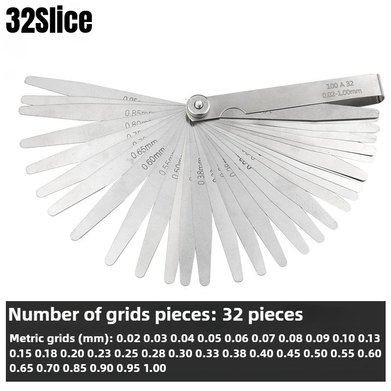 Calibro a spina in acciaio inossidabile ad alta precisione da 32 fette 0,01-1 mm Calibro a spina metrico Calibro a spina combinato Calibro di spessore