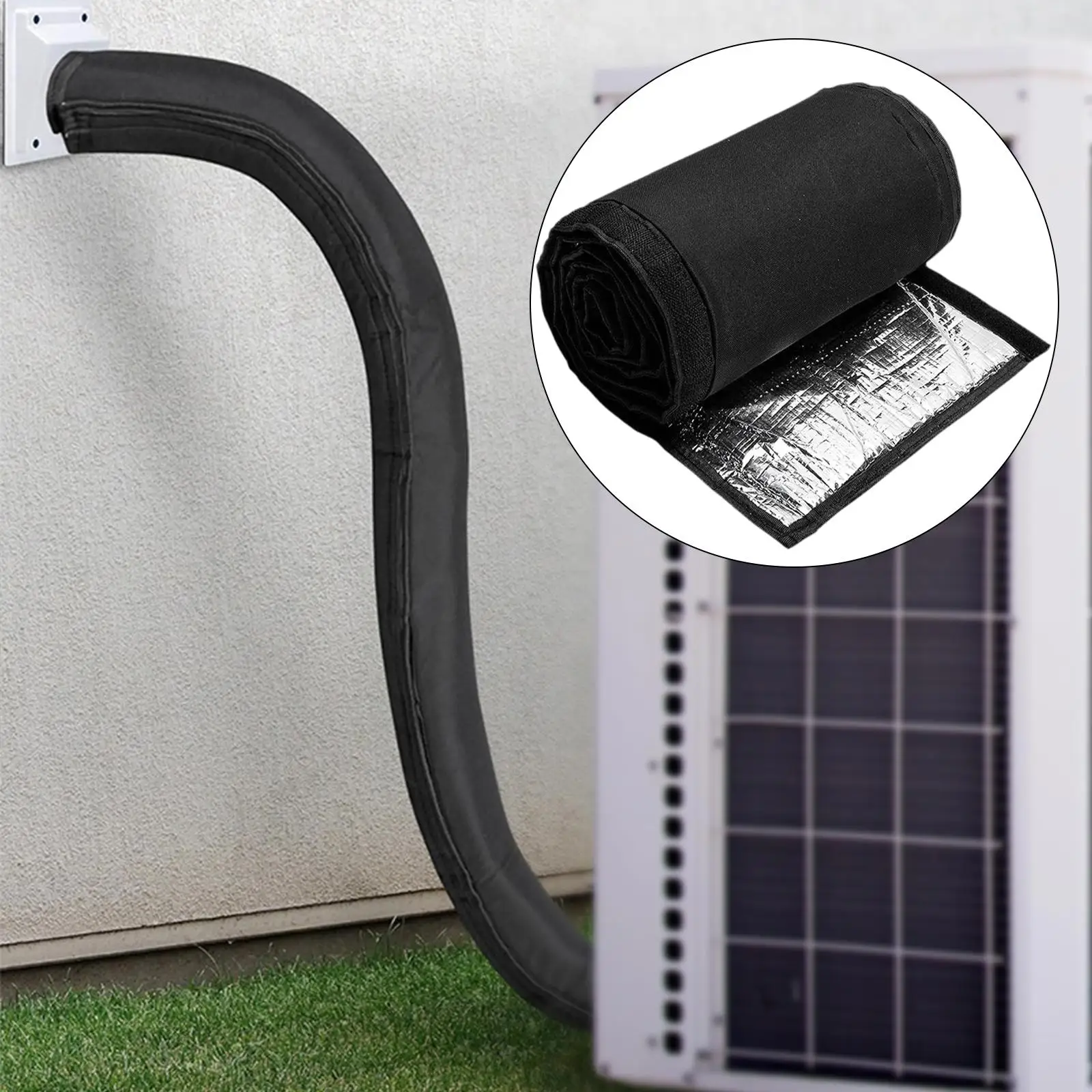 Selongsong Pelindung Pembungkus Selang AC Mudah Dipasang Penutup Tabung Tembaga Oxford 600D Fleksibel Ringan 3 Lapis