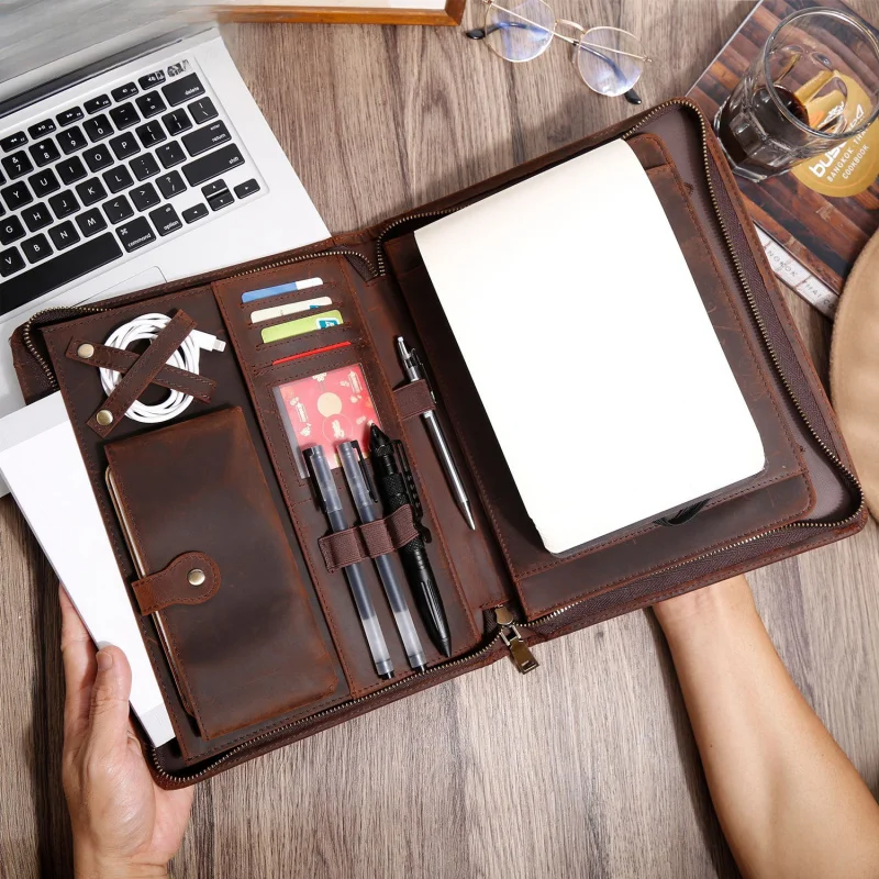 Apples Pro 10.5 iPad tablet case - Wild Horse Leather Business Multi-functional Tablet Bag Notebook tablet computer bag