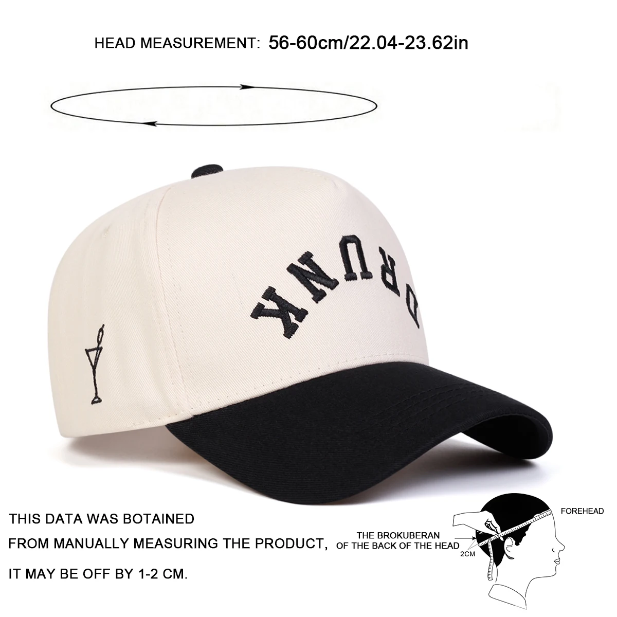Unisex DRUNK Baseballkappen mit Buchstabenstickerei, Frühling und Herbst, für den Außenbereich, verstellbare Freizeithüte, Sonnenschutzhut, Sportkappe – Detail 7