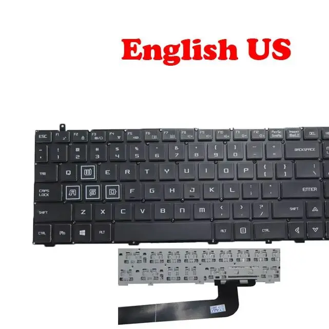Laptop No Backlit Paper Keyboard For Eluktronics Matrix RP-17 17.3' English US KR German GR Russian RU Black No Frame New