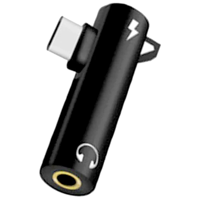 Type-C Audio Adapter Hook Call Music Charging 2-In-1 3.5Mm Round Hole Earphone Converter