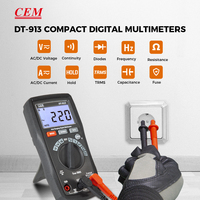 CEM DT-913 Compact Digital Multimeter True RMS 4000 Counts Auto Range Data Hold Low Battery Indication LCD Display