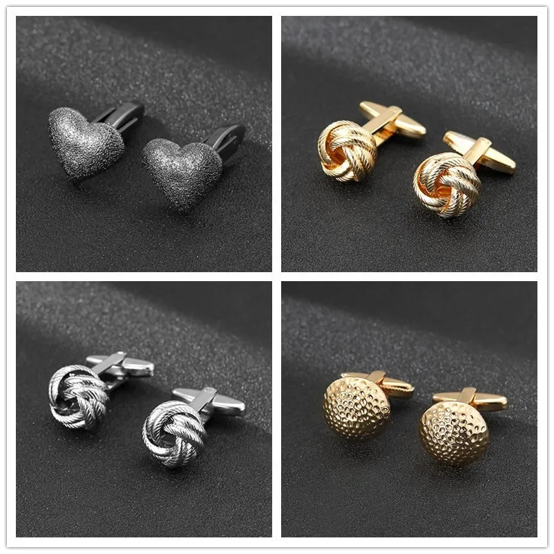 أزرار أكمام قميص رجالي بأكمام أزرار أكمام مجوفة، قميص كوري بإبزيم معدني نقي وأكمام ذهبية #1