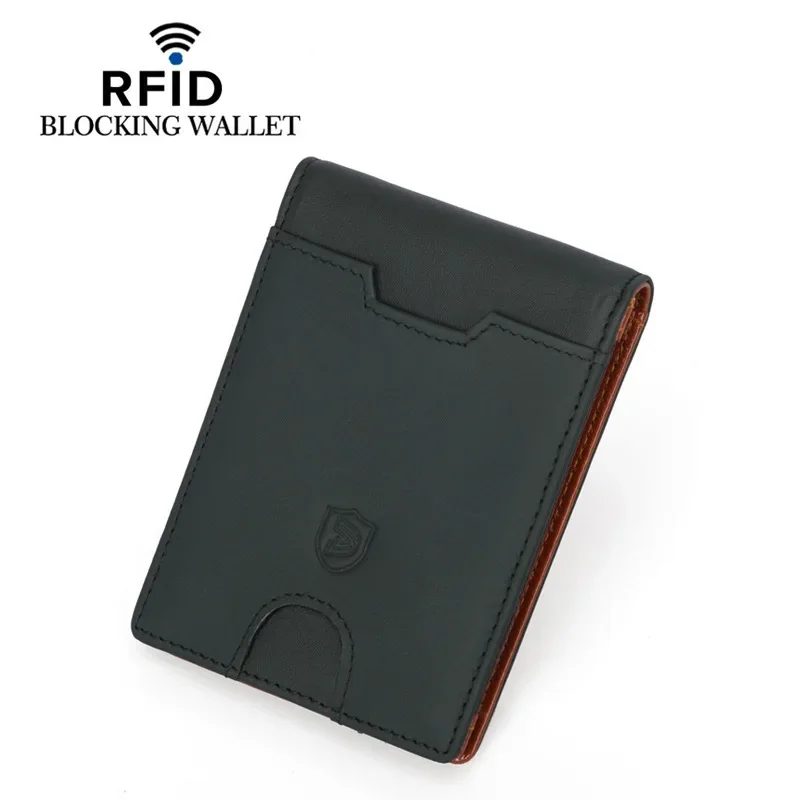 Portafoglio da uomo in vera pelle con portamonete porta carte di credito per uomo portatile bifold morsetto porta soldi maschile clip in metallo