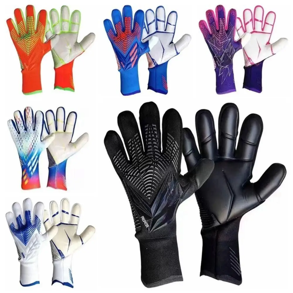 1Pair Thick Latex Goalkeeper Gloves Anti-slip Finger Protection Football Soccer Gloves Adults Kids Breathable Goalie Gloves