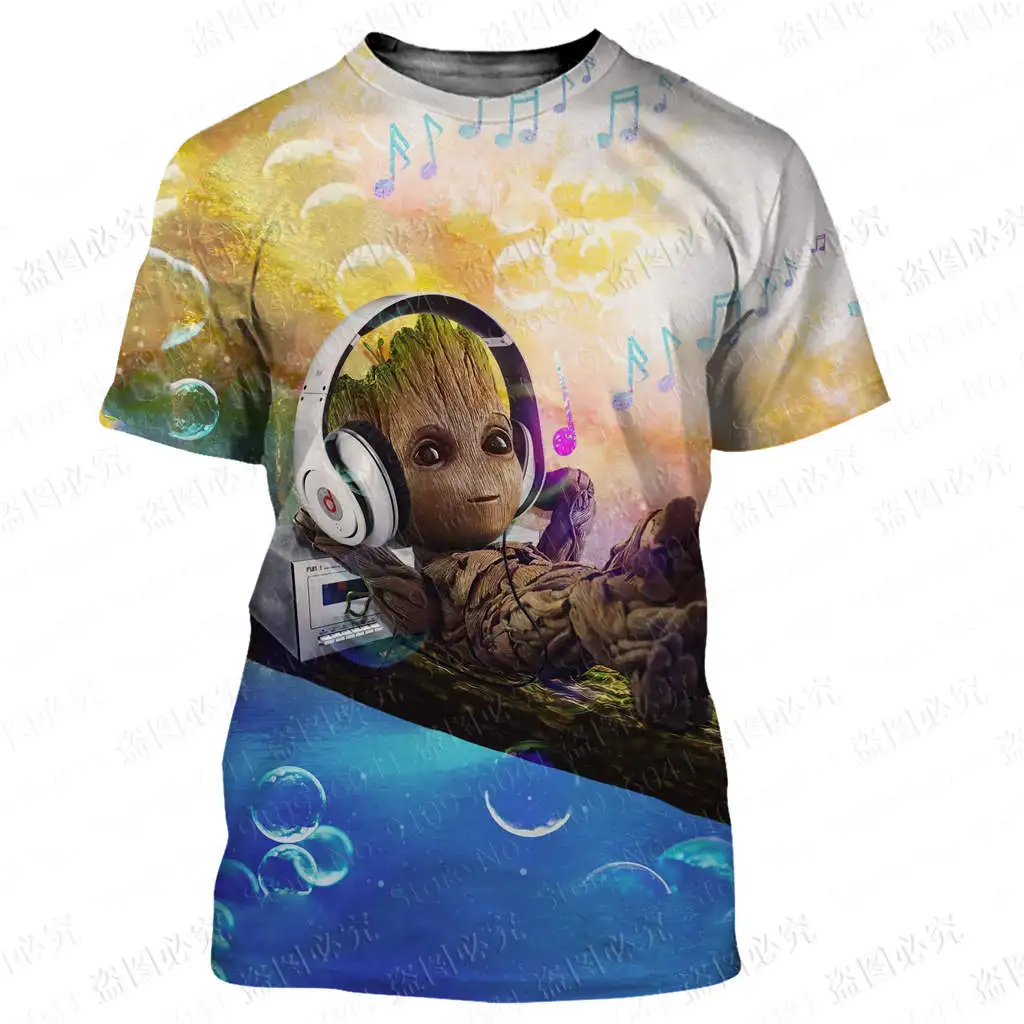 T-shirt imprimé 3D Gardiens de la Galaxie pour hommes et femmes, Streetwear décontracté, Personnaliser n'importe quelle image, Disney, Groot, Y-Wear