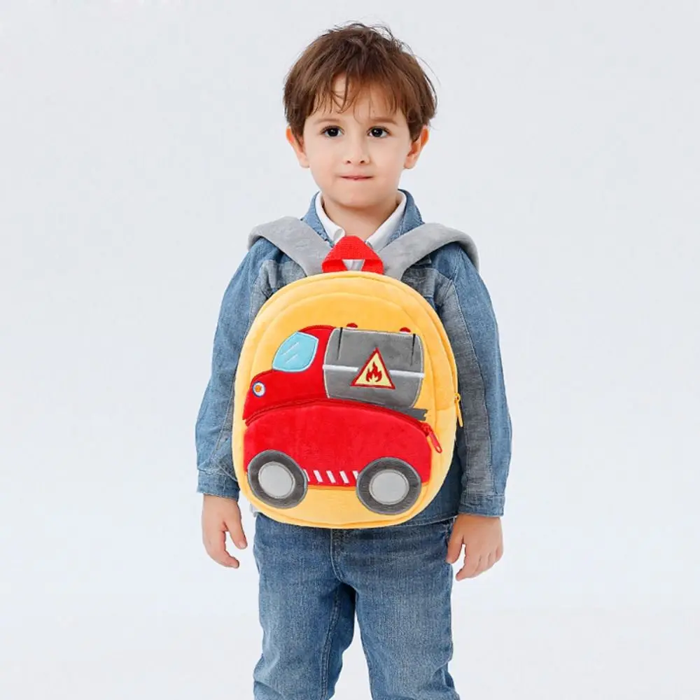 Technischer Rucksack für 2–4 Jahre alte Kinder, Plüsch, Weihnachtsgeschenk, Cartoon-Bagger-Rucksack für Kindergarten, Grundschule