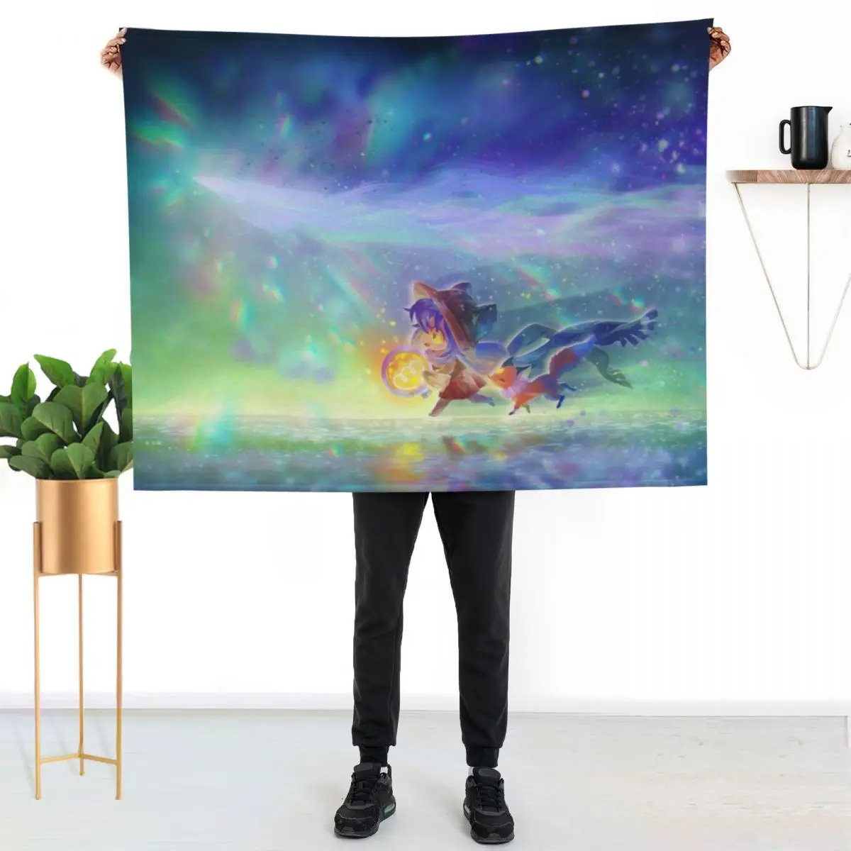 OneShot - Niko, Rue, and you Throw Blanket Camping Weighted Sofas Fashion Sofas Travel bed plaid Blankets