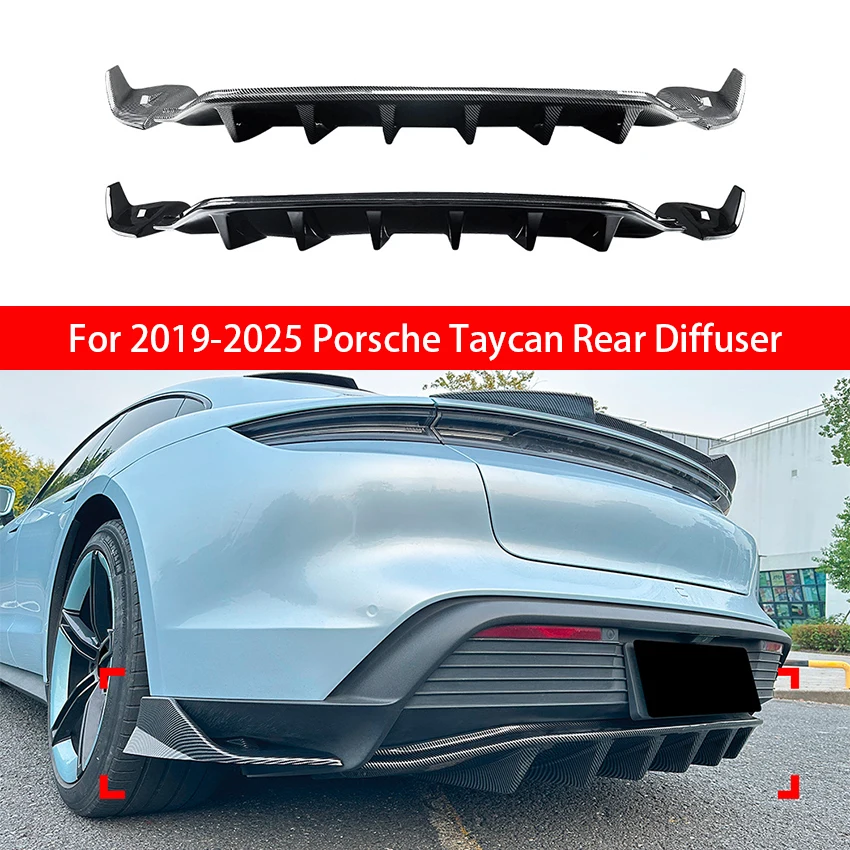 For Porsche Taycan Car Parts Rear Bumper Diffuser Lip Spoiler Divider Chin Body Kit 2019 20 21 22 23 24 2025