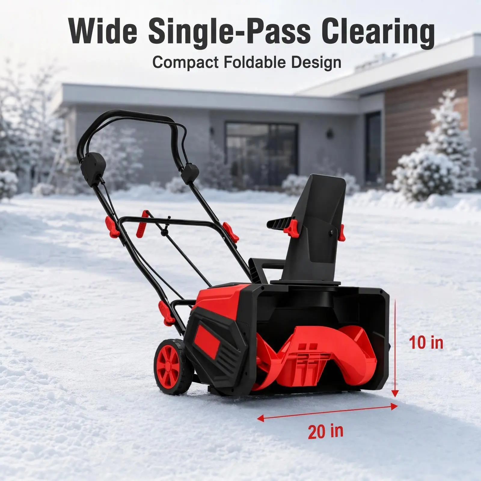 40V 20 Inch Cordless Snow Blower with LED Light, Battery Powered Electric Snow Thrower for Driveway Walkway Sidewalk Patio