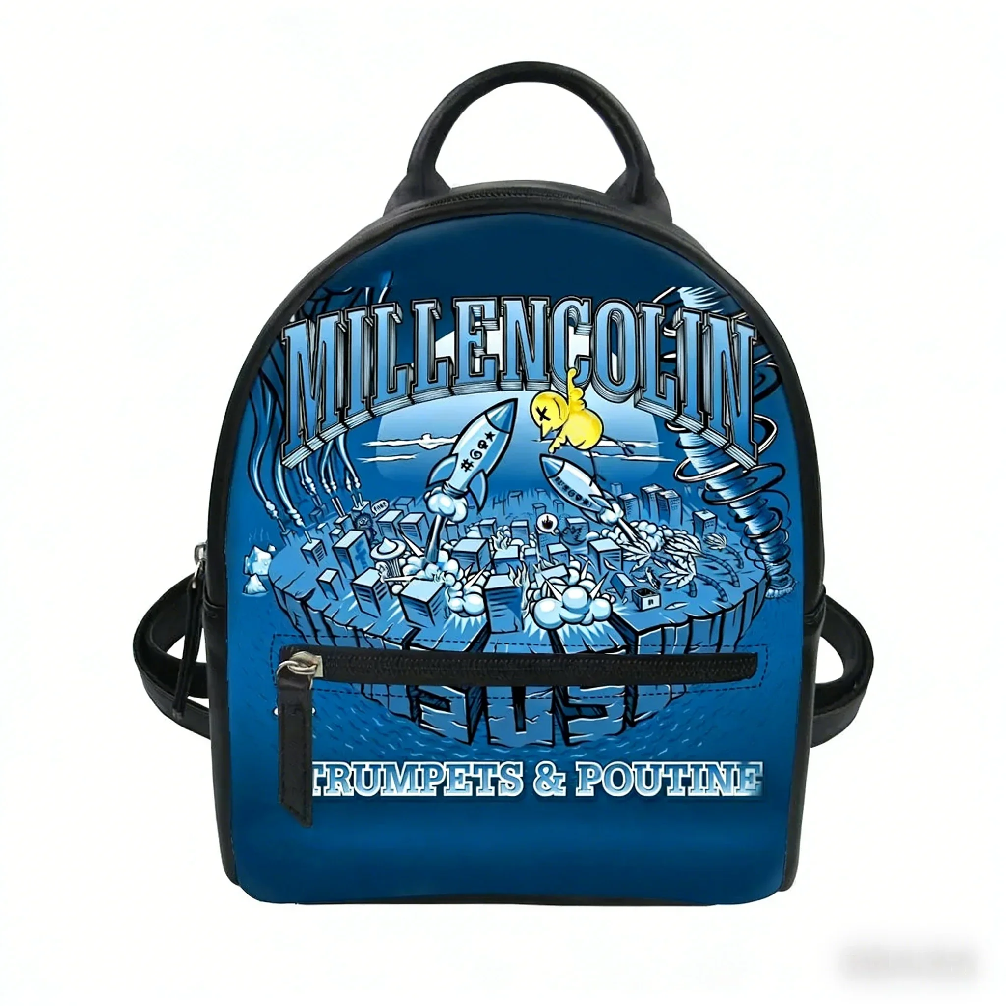 Mochila personalizada da banda Millencolin Punk Rock, bolsa feminina Carter, bolsa escolar, bolsa de ombro dupla, mini mochila de viagem de couro