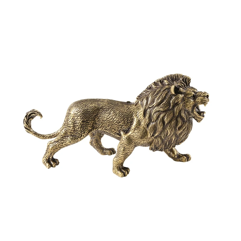 

About 400g Pure Copper Africa Lion Lion King Sculpture Artwork South Africa Sculpture Male Lion Cougar Animal Bronze Copper