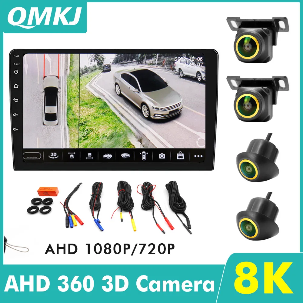 

QMKJ Golden 8K AHD 1080P 360 Degree Camera HD Rear / Front / Left / Right 360 Panoramic Accessories Of Android Auto Radio