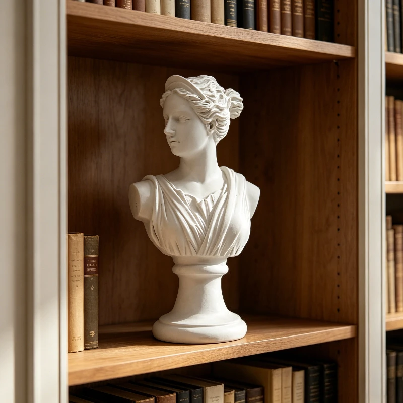 Busto de Deusa Grega, Escultura de Resina Branca, Decoração Elegante para Casa, Ornamento Moderno para Estante de Livros, Decoração de Arte Clássica