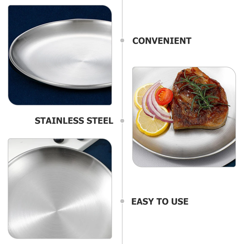 

6 Pcs Stainless Steel Plates Kids Dinnerware 10 Inch Reusable Dishwasher Safe Toddler Camping Metal Dishes Serveware
