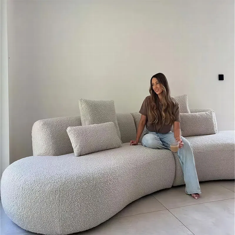 xx-Modern Grey Italian Nordic Velvet Design Modular Italian Sectional Space-Saving Vacuum Compressed Curved Sofa Set Extendable