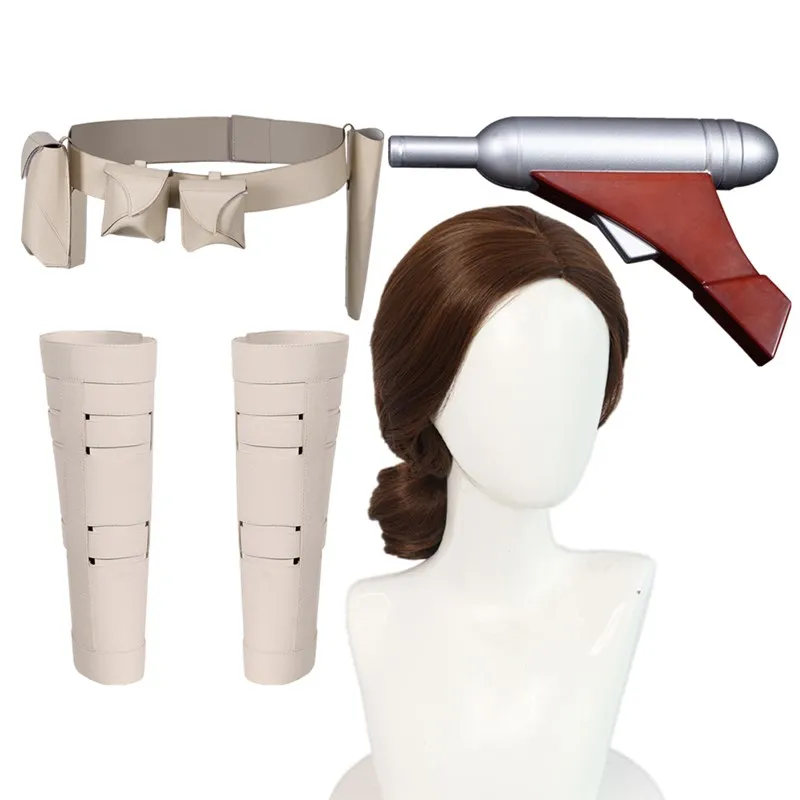 TV Fantasy Padme Cosplay Amidala Belt Space Battle Wig pretina cubiertas de piernas para adultos, accesorios para disfraces de Halloween de Carnaval