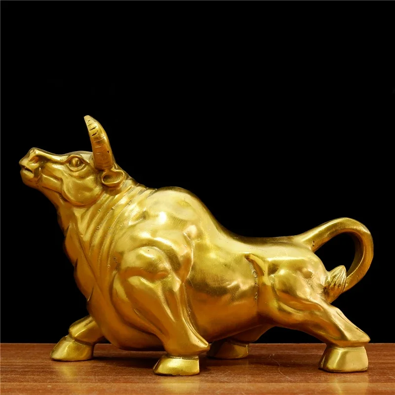 good luck home shop stock Bull Market business bring wealth and fortune GOOD LUCK Charging Bull Brass Sculpture talisman