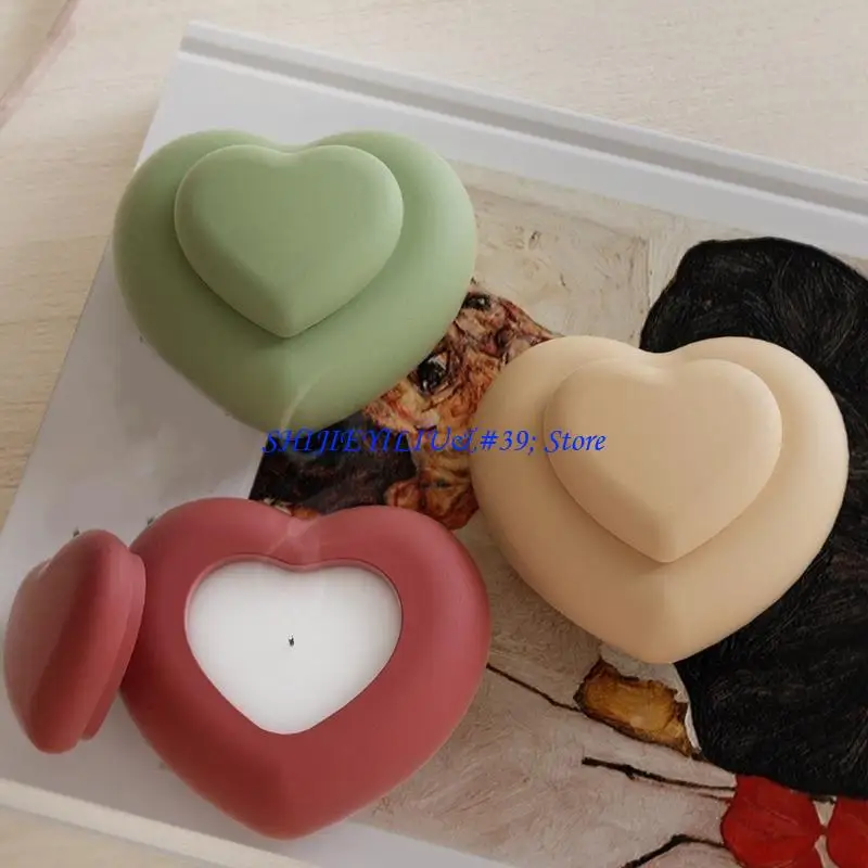 E21F Easy to Use Silicone Heart Shaped Mold for Handmade Crystal Epoxy Resin Organizers and Storage Holders