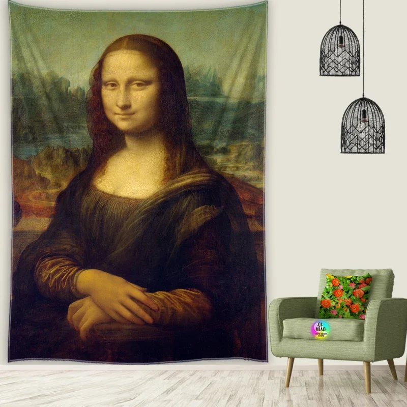 

Гобелен «Мона Лиза» по мотивам картин Леонардо да Винчи, ренессансная живопись маслом, декор для дома, настенное украшение, пейзажный декор