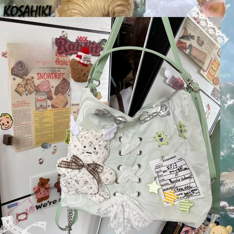 

Y2k Aesthetic Sweet Bandage Lace Bow Shoulder Bag Japanese Cartoon Kawaii Handbags Fashion Chic Women Harajuku Crossbody Bags