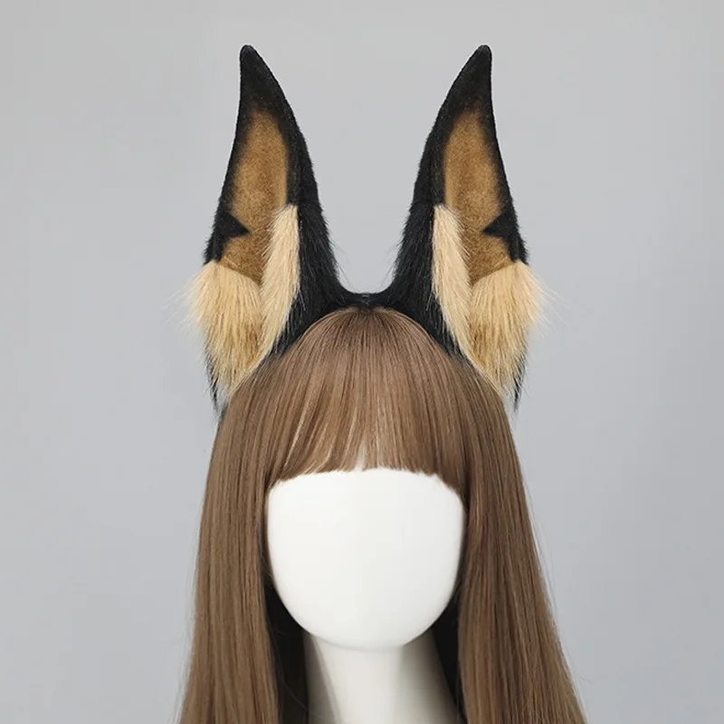 Accesorios para el cabello Doberman Pinscher, traje con orejas de cola, diadema con orejas Shiba Inu, traje de cola, juego de rol de animales, orejas de cachorro para mascotas