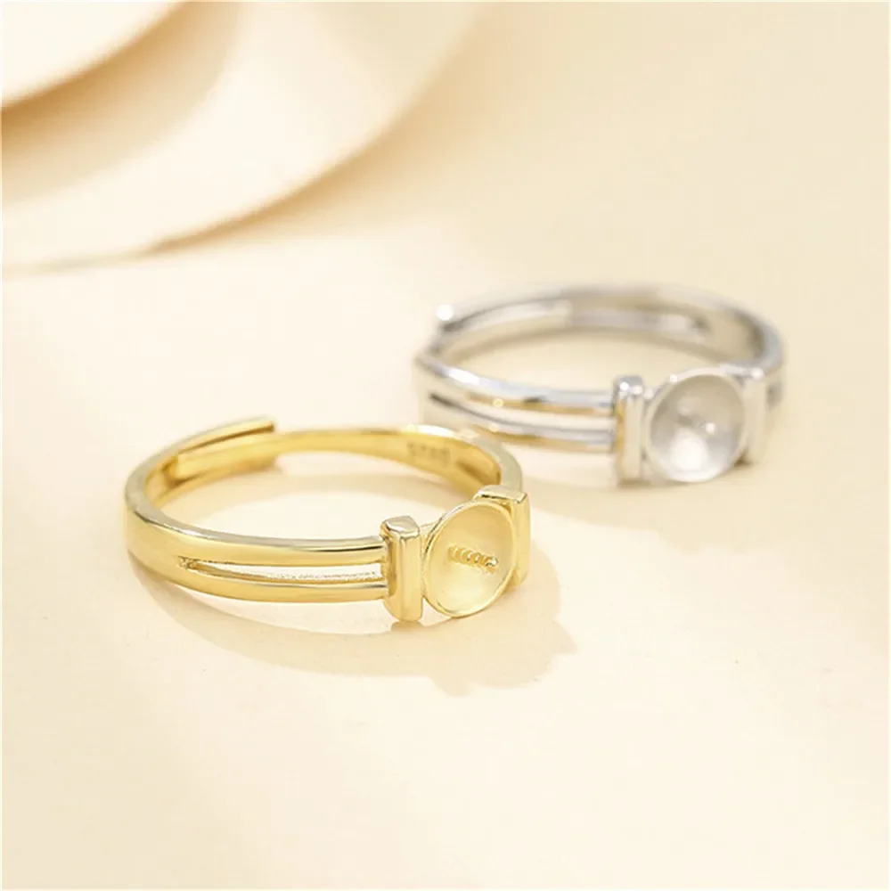 Ring Setting for 6mm-8mm Round Beads or Pearls Gold Plated 925 Silver Ring Blank Adjustable Ring Base SR0120