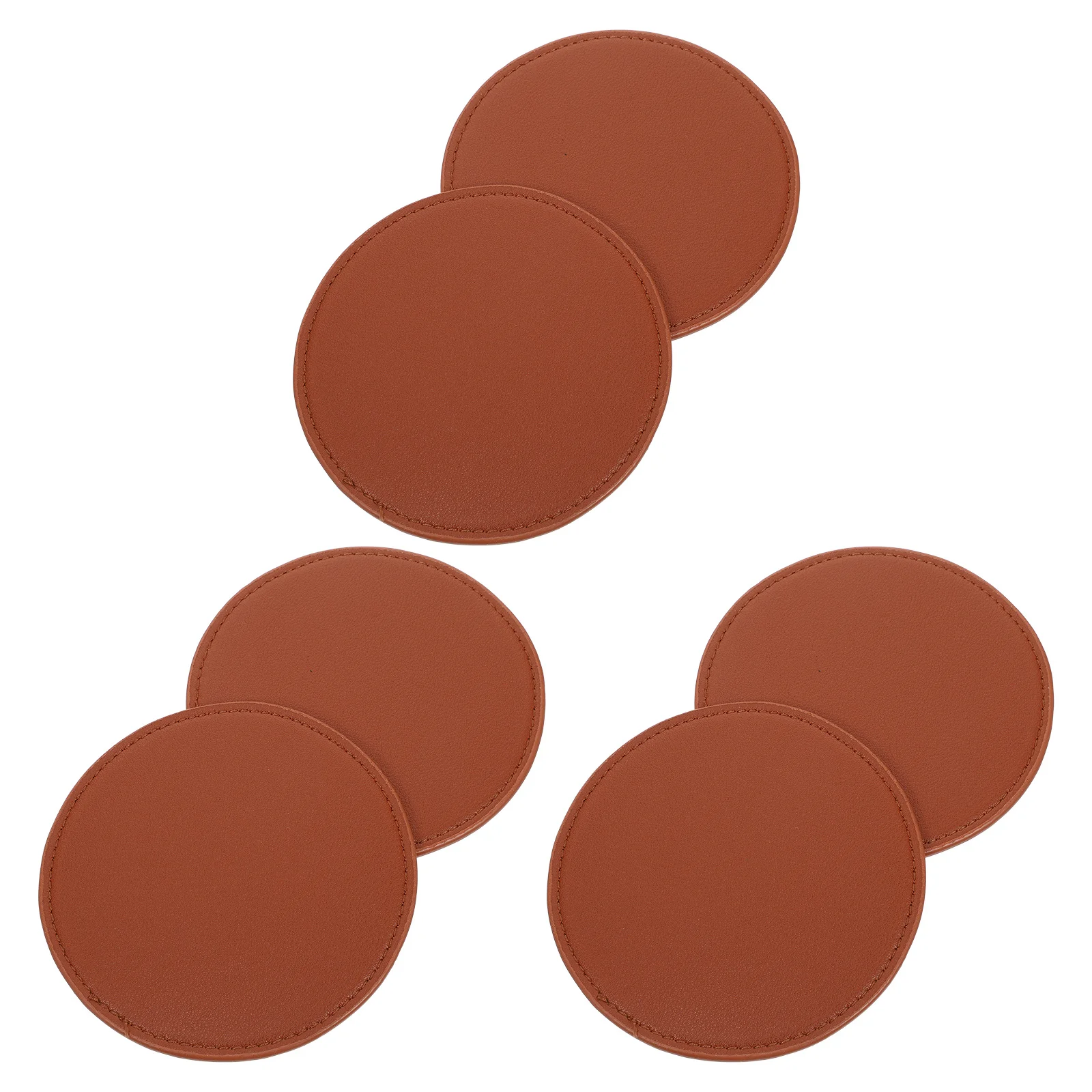 

6Pcs PU Coasters Anti-Slip Cup Pads Heat Insulation Mats Round-Shaped Practical for Home Coffee Shops and Hotels
