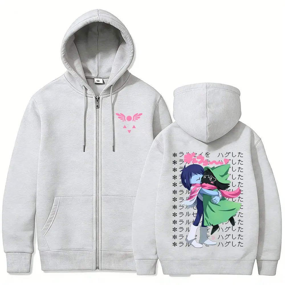 Spiel Deltarune Ralsei Kris Zipper Hoodie Herren Casual Humor Harajuku Zip-Up Jacke Unisex Langarm Oversized Zip-Up Sweatshirt – Detail 6