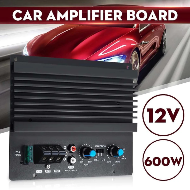 12V 600W Car Amplifier Mono Channel Powerful Car Stereo Subwoofer Vehicle Power Stereo Amplifiers Sound Amplifiers