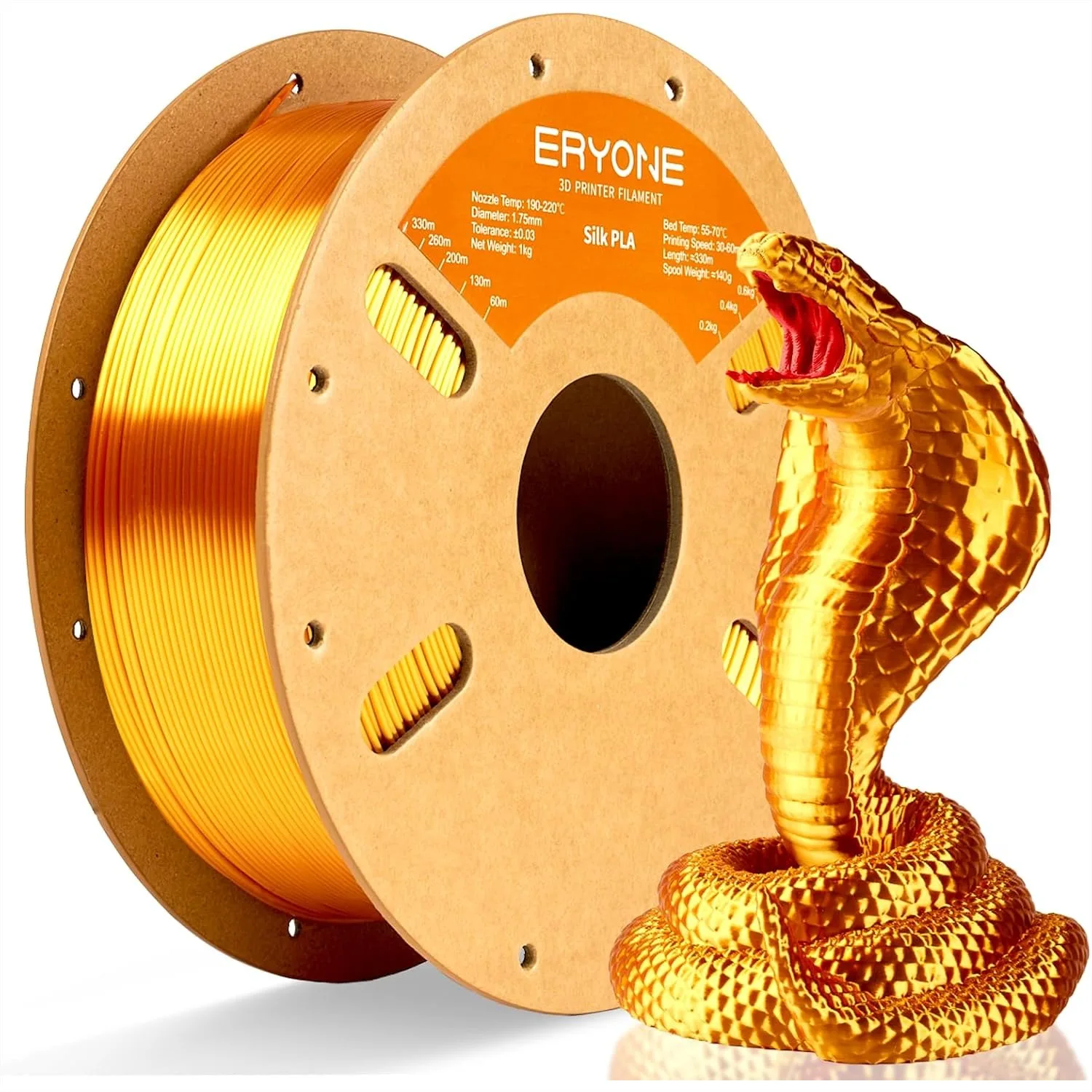 

Silk PLA Filament 1.75mm for 3D Printer, Shiny Metallic Finish 1kg Spool, Low Warp Easy Print