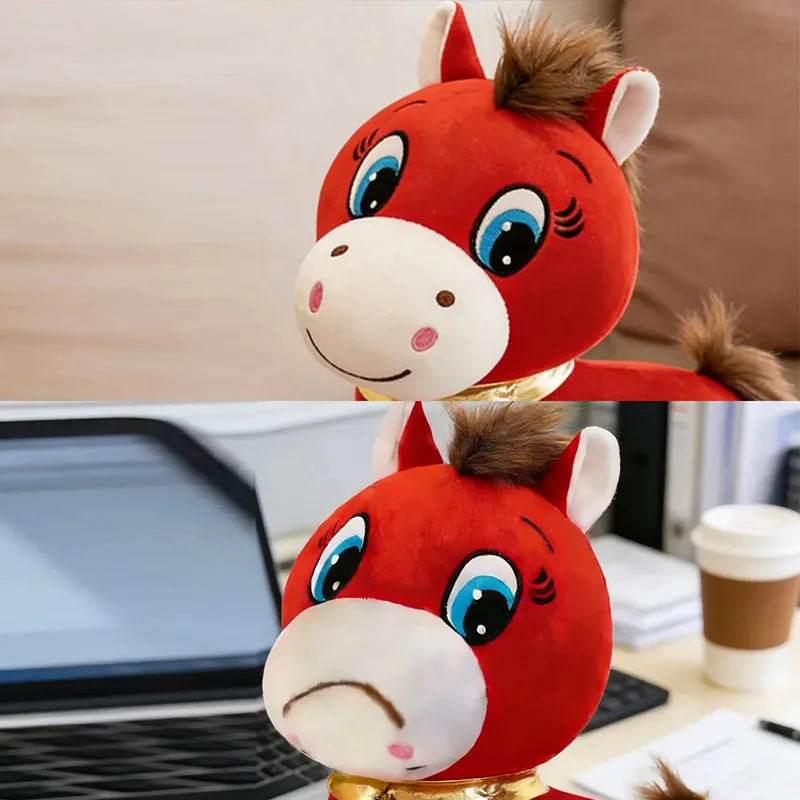 Red Crying Pony Plush Ornaments China Horse Year Happy And Sad Pony Toy Decorations Popular Pony Plush Toy Gift