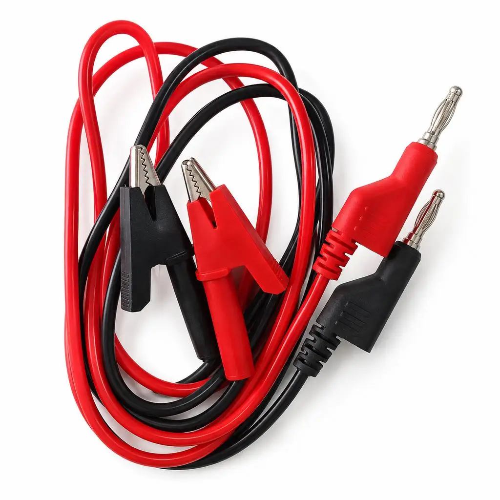 2Pcs 1M Double End Test Lead Wire Line Electrical Voltage 4mm Banana Plug Alligator Clip Crocodile 15A Multimeter DIY Test Wires