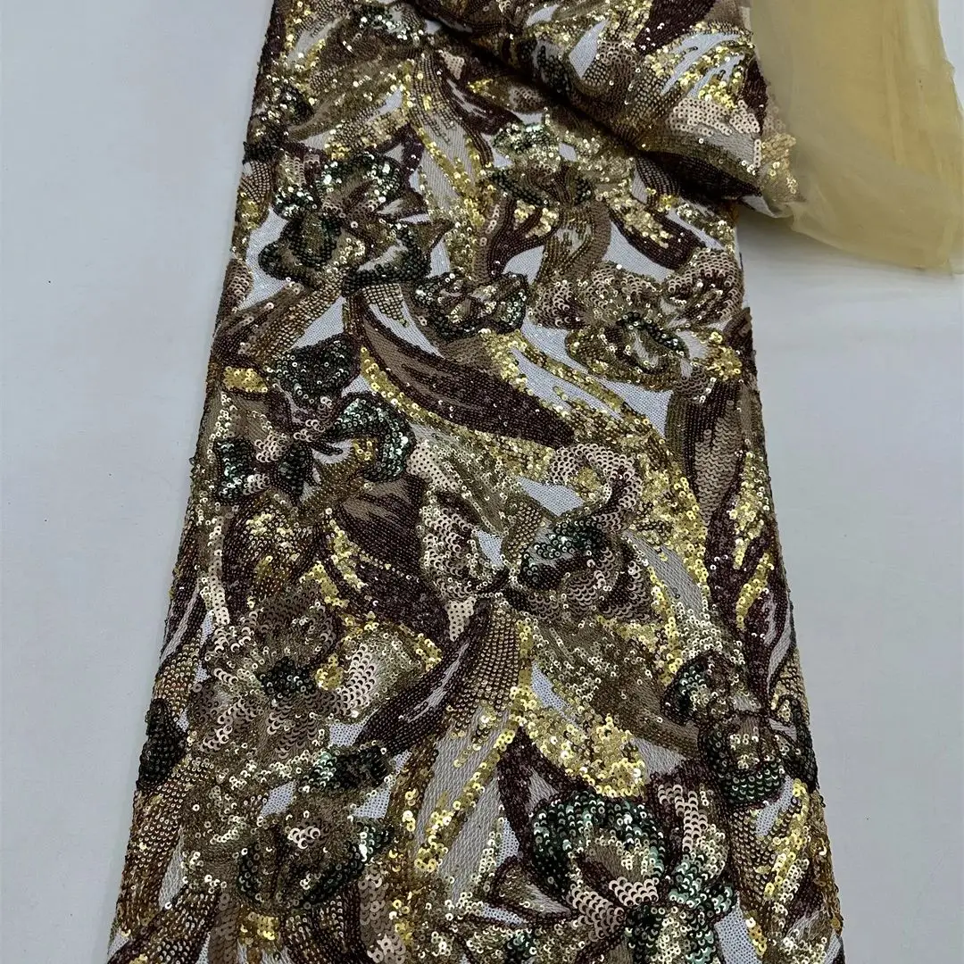 

Africa Nigerian Beaded French Mesh Lace With Sequins High Quality 2025 Embroidery Lace Sequins Lace For Wedding Dresses Women