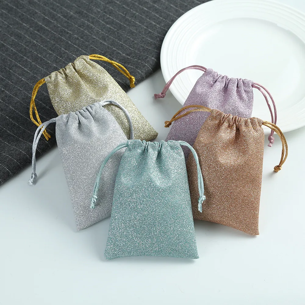 5PCS Drawstring Bag 7X9/8X10cm Jewelry Pouch Packaging Bag Wedding Christmas Party Favor Pouch Earring Beads Jewelry Storage Bag