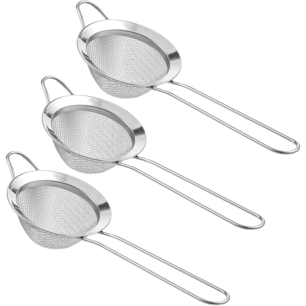 

Маленькое ситечко из 3 предметов, ситечки для чая с мелкой сеткой для кухни, маленькие сита из нержавеющей стали, ситечко для еды с ручками, дуршлаг Con