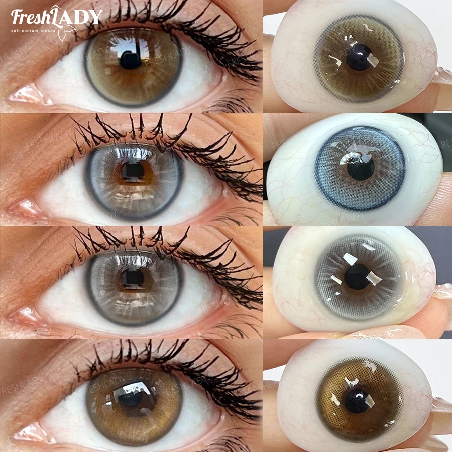 Freshlady 1 Paar Braune Kontaktlinsen Natürliche Graue Pupillen Augen Kontaktlinsen Große Augen Weiche Linsen 14,50mm Jährliche Verwendung – Detail 1