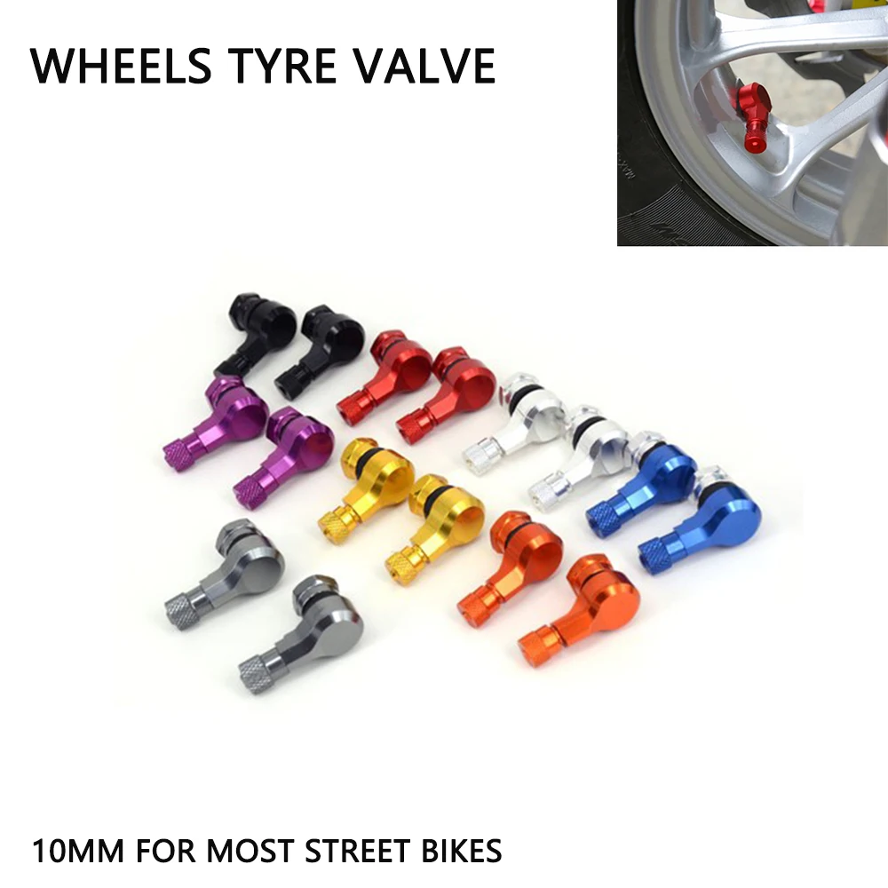 Wheels Tire Tyre Valve Stems Caps 90 Degree 2pcs Universal Motorcycle Aluminum For YAMAHA R1 R6 FZ6R XJ6S XJR400 FZ1 FZR400