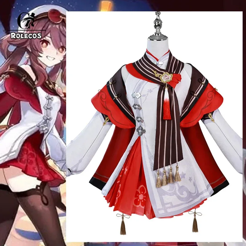 

ROLECOS Genshin Impact Lantern Rite Hu Tao Cosplay Costume Cherries Snow Laden Hu Tao Women Costume Halloween Role Play Dress