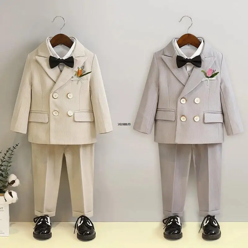 Flower Boys Photography Suit Baby Kids Formal Ceremony Costume Children Birthday Wedding Party Dress Performance Tuxedo Set