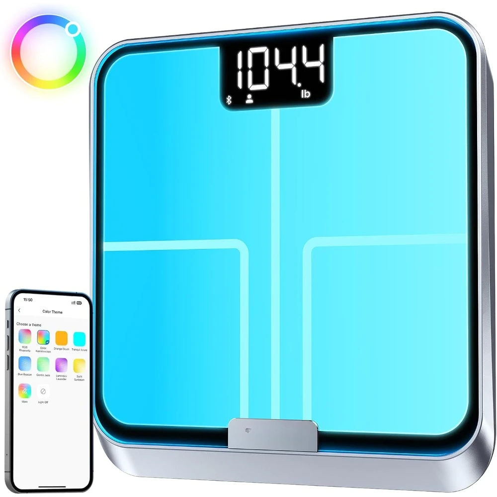 

Smart Scale with RBG Lighting Platform, Bluetooth Scale for Body Weight, Body Fat, BMI, Muscle Mass