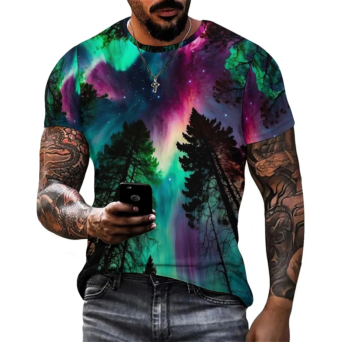 

Four Seasons Gothic Style Men's Custom Your Photo/Logo Wholesale Student Full-Print T-Shirt Top