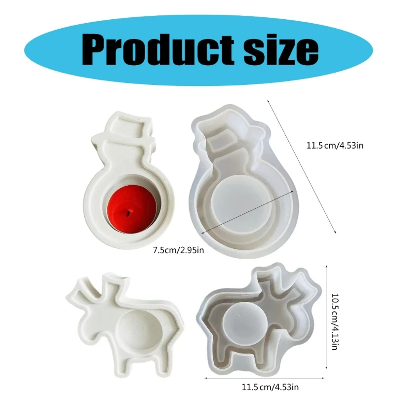 Convenient Silicone Candlestick Molds for Reindeer and Snowman Holders