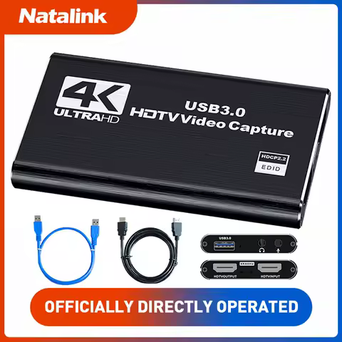 Natalink 4K HDTV to USB 3.0 Video Capture Card, 1080P 60FPS HD Game Recorder for OBS Live Streaming, PS4, Camera, and PC